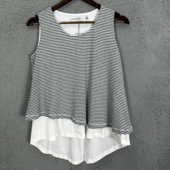 Neiman‎ Marcus Top Patrizia Lucas Womens Small Blue Striped Sleeveless Old Money - Picture 1 of 8